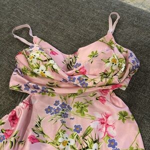 Pink Draped front open back dress silky